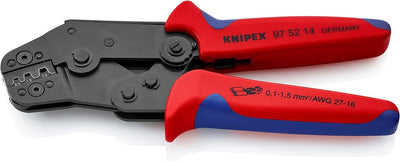 Knipex Crimpzange kurze Bauform brüniert, mit Mehrkomponenten-Hüllen 195 mm 97 52 14