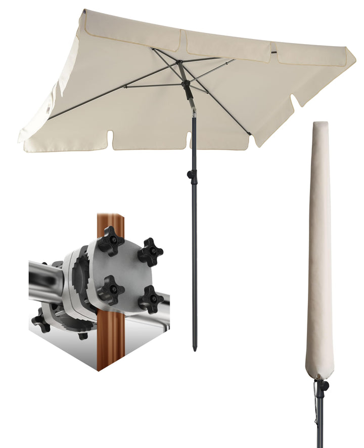 4smile Sonnenschirm Balkon SunnyShade - Sonnenschutz Balkon 3-in-1 SET, Beige - UPF 50+ Sonnenschirm