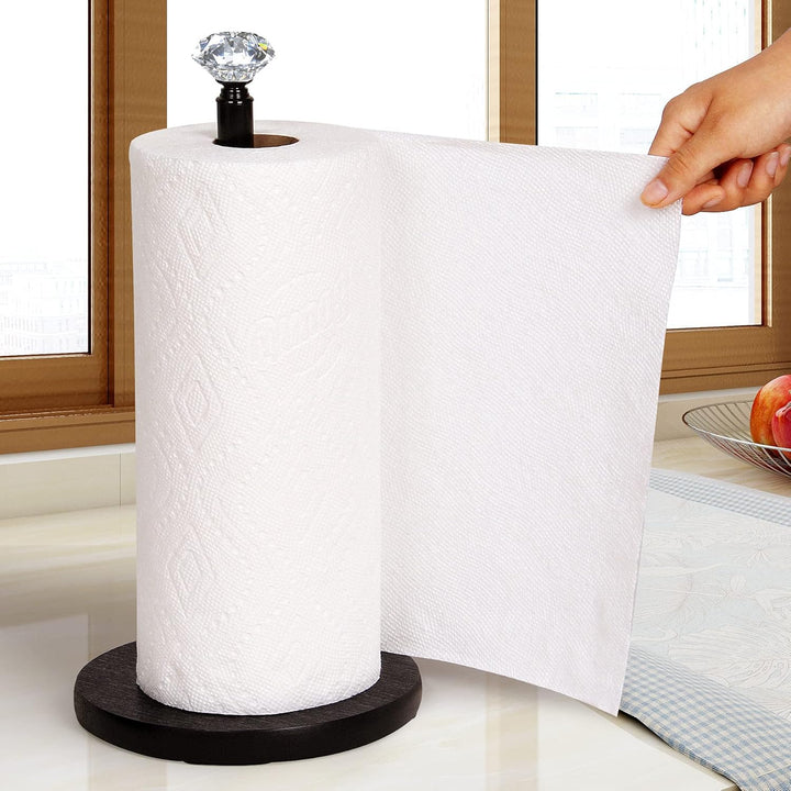 Schwarz Küchenrollenhalter Stehend, OBODING, Küchenpapierhalter mit Gewichteter Holzbasis für Standa