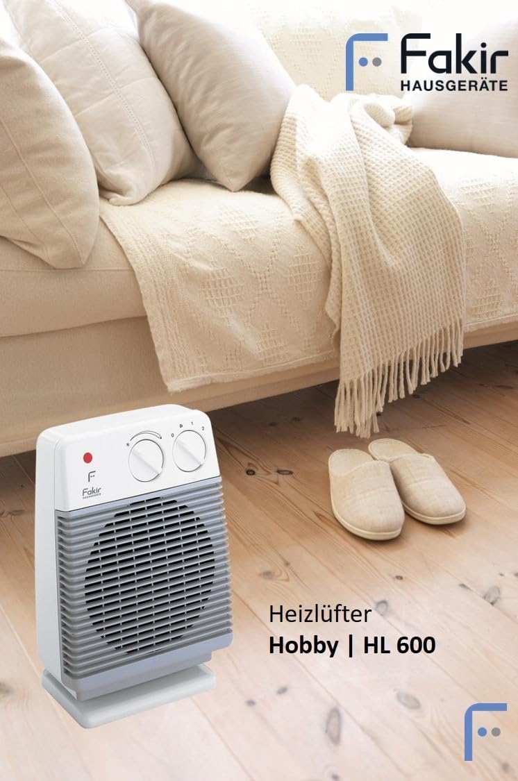 Fakir HL 600 Hobby - Heizlüfter, Heizlüfter Bad, Heizlüfter energiesparend, 2 Heizstufen, Heizlüfter