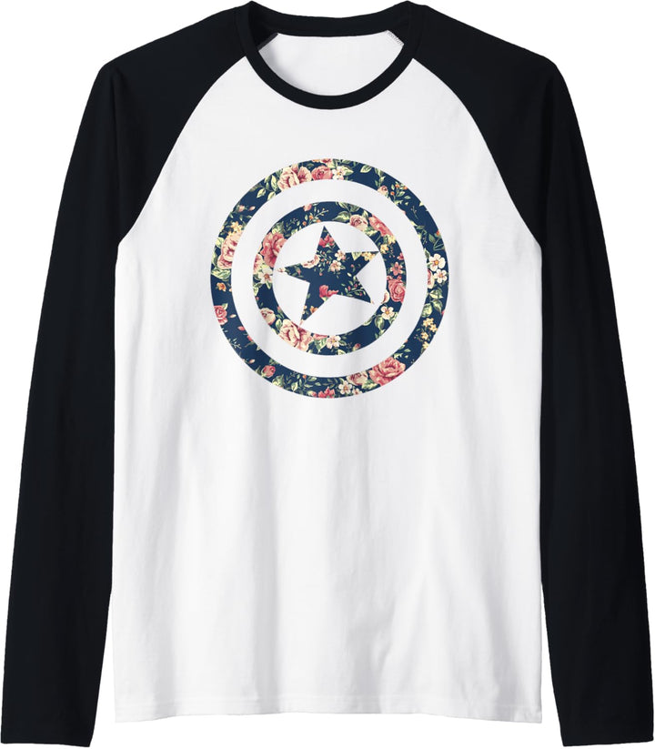 Marvel Comics Captain America Avenger Floral Shield Raglan