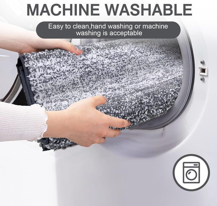 Enyhom Mikrofaser Badteppich Set 2 Teilig Grau rutschfeste Saugfähig Weiche Badematte Toilettenmatte