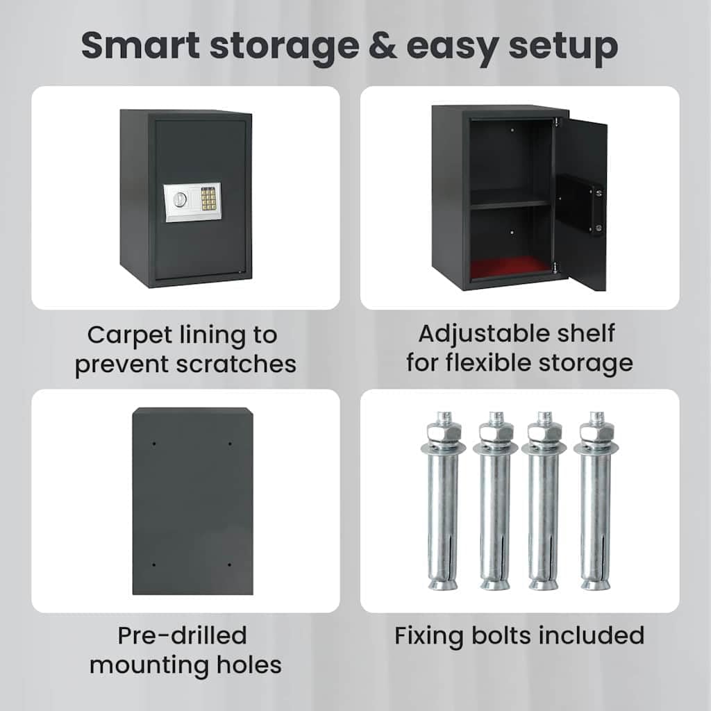 vidaXL Digitaler Safe mit Schloss Dunkelgrau 40 x 35 x 60 cm Stahl, Heim-Büro, moderner digitaler Sa