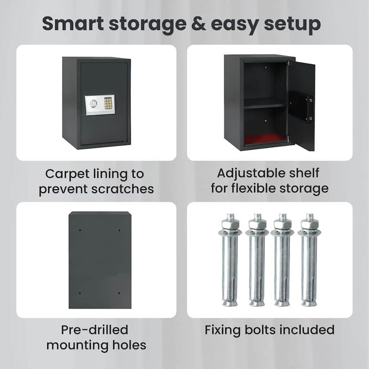 vidaXL Digitaler Safe mit Schloss Dunkelgrau 40 x 35 x 60 cm Stahl, Heim-Büro, moderner digitaler Sa
