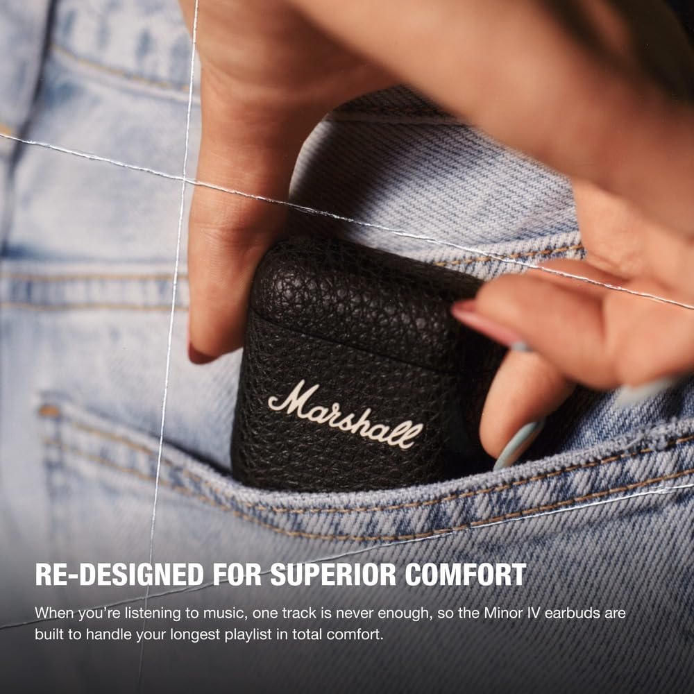 Marshall Minor IV Bluetooth Kopfhörer, Ohrhörer – Schwarz Schwarz Minor IV, Schwarz Minor IV