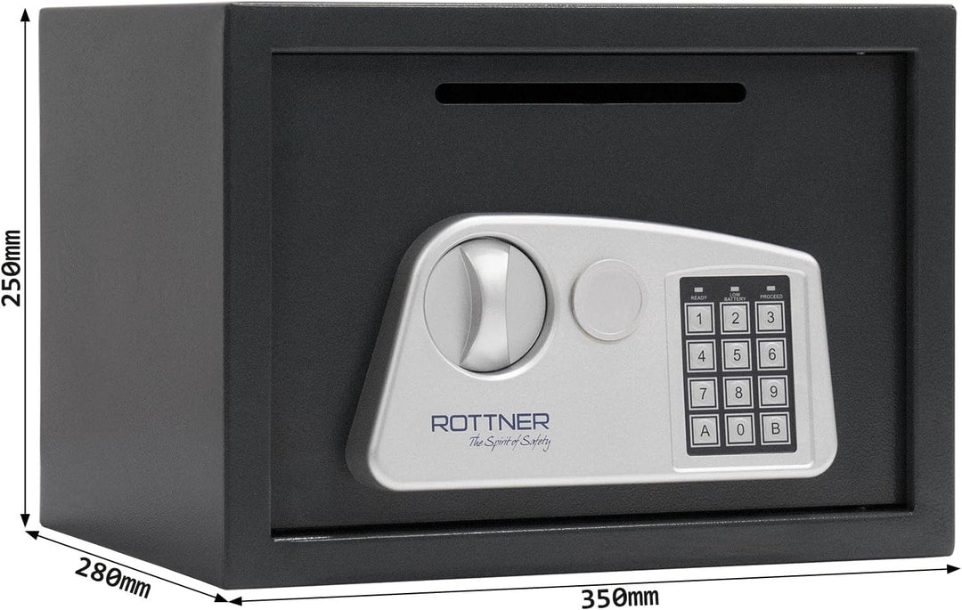 Rottner Möbeltresor Jupiter 3 Stahl Einwurfschlitz Elektronikschloss mechanische Notöffnung anthrazi