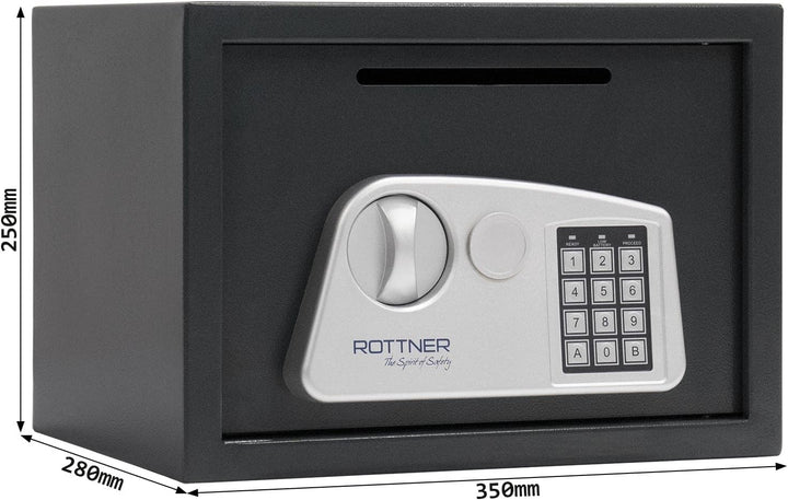 Rottner Möbeltresor Jupiter 3 Stahl Einwurfschlitz Elektronikschloss mechanische Notöffnung anthrazi