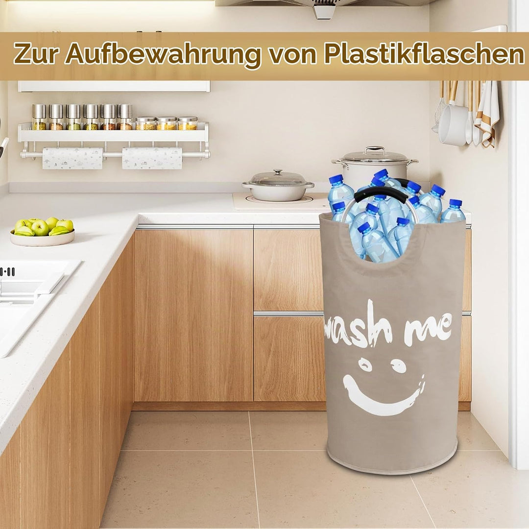 115L Schmutzwäsche Wäschesammler, Grosser Faltbare Aufbewahrungskorb mit Weichen Griffen, Ständer Au