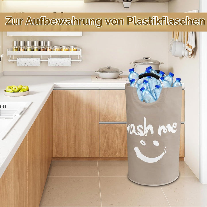 115L Schmutzwäsche Wäschesammler, Grosser Faltbare Aufbewahrungskorb mit Weichen Griffen, Ständer Au