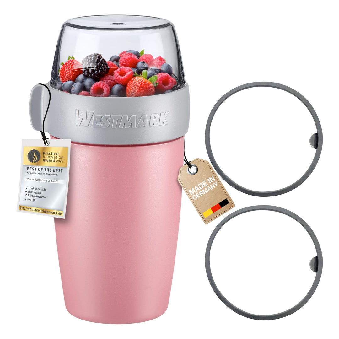 Westmark Müslibecher/Lunchpot Set – 2 auslaufsichere Fächer: 200 ml +500 ml, 2 Ersatzdichtungsringe,