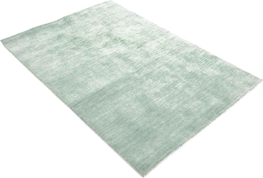 RUG PRINCE Wollteppich Gabbeh Uni 40x60 Handgewebt Türkis Einfarbig Handarbeit Zimmer Türkis 40x60 c