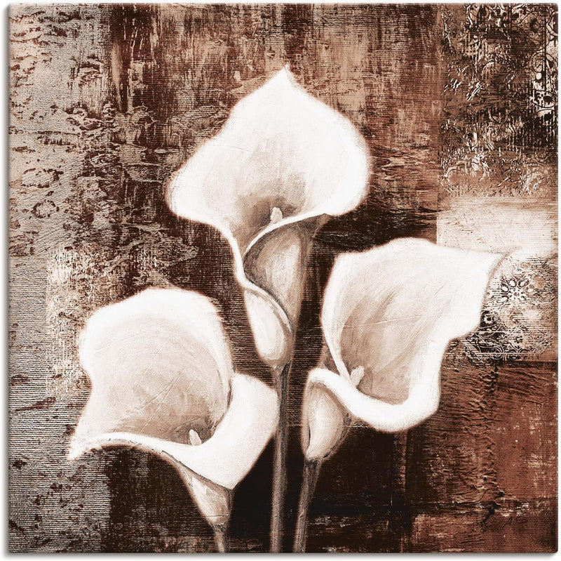 ARTland Leinwandbilder Wandbild Bild auf Leinwand 40 x 40 cm Blumen Calla Malerei Braun A9AU Antike