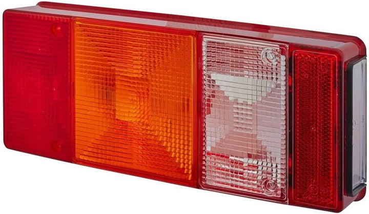 HELLA - Heckleuchte - Glühlampe - 12V - Anbau - Lichtscheibenfarbe: rot/gelb - Stecker: Flachstecker
