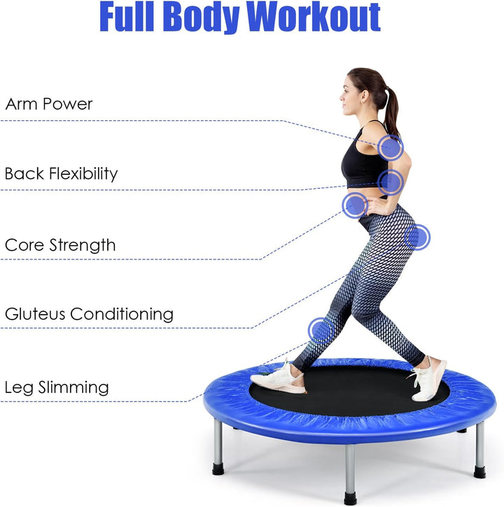 LIFEZEAL Faltbares Fitness-Trampolin Ø 97 cm, Mini-Trainingstrampolin mit Federn, robuster Stahlrahm