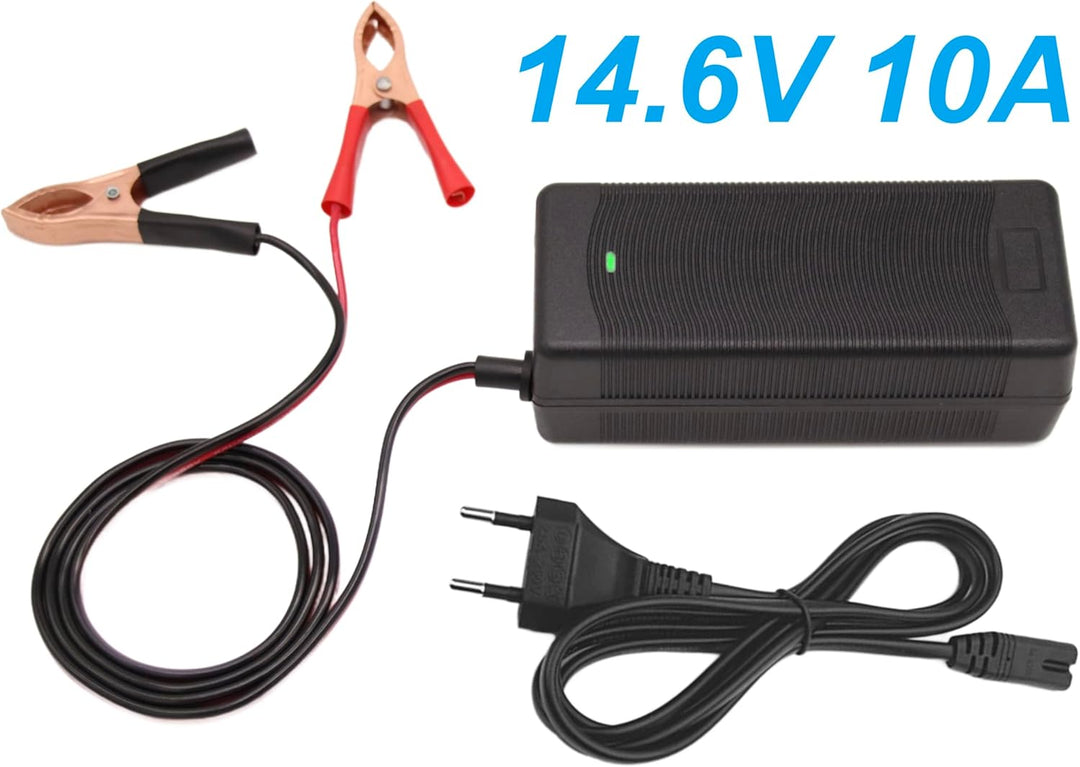 14,6 V 10 A LiFePO4 Akku-Ladegerät, Smart-Lader für 12,8 V Lithium-Eisenphosphat-Batterien Krokodil