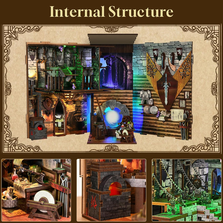 Book Nook Kit, DIY Miniatur Puppenhaus Booknook Kit, 3D Holz Puzzle Buchstütze Bücherregal einfügen