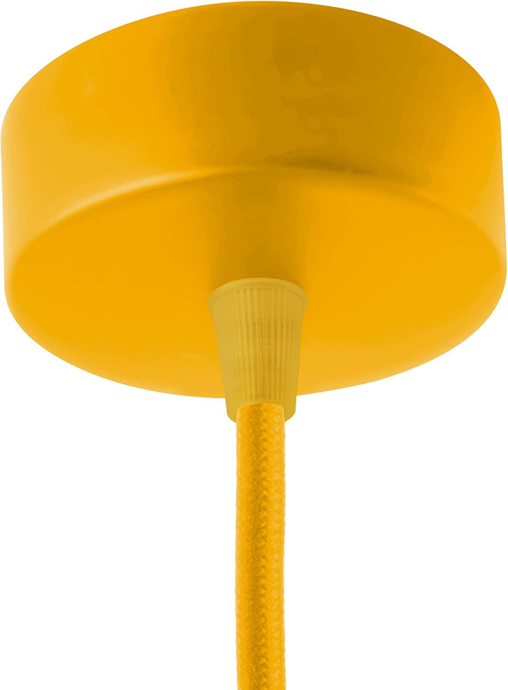 AMARCORDS - 5 Baldachin rosetten aus Metall, Farbe SENF, Lampengehäuse komplett mit Kabelklemmenzube