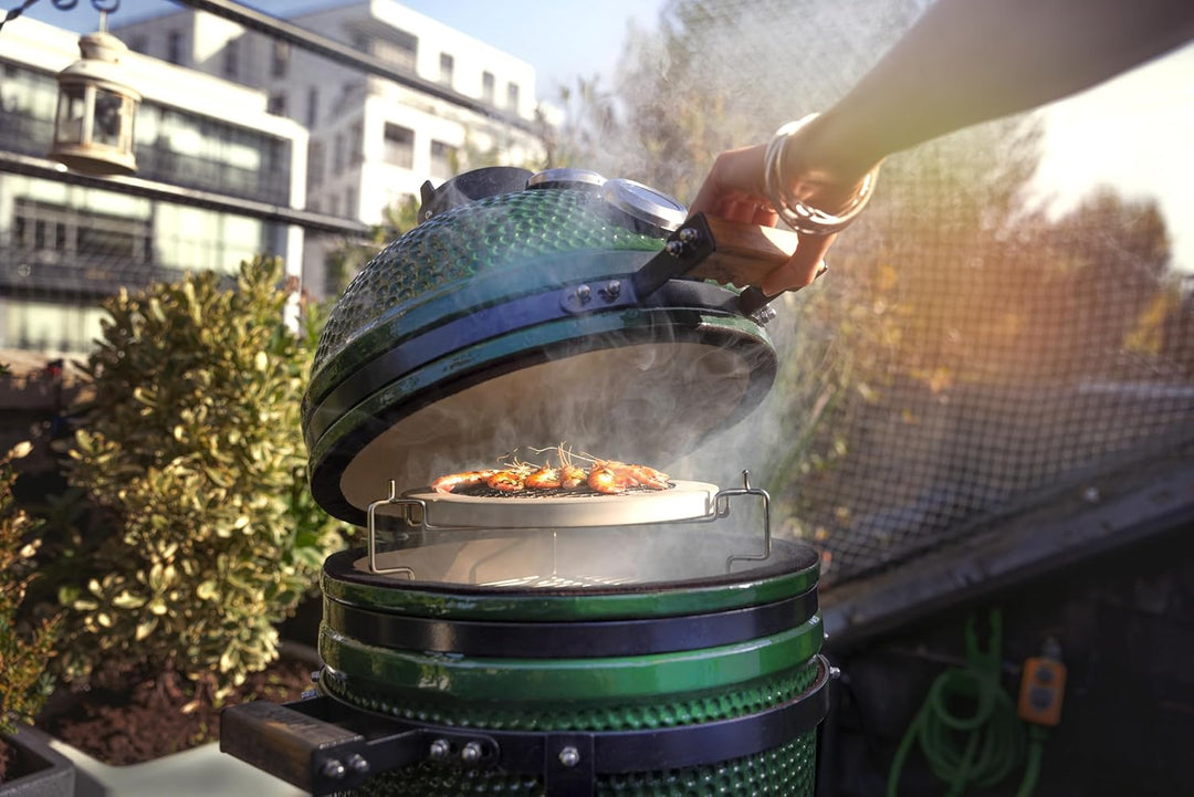 YNNI KAMADO TQ23CRP Grillrost aus Gusseisen, 49,5 cm, 3,5 kg, halbmondförmig, mit Schlitzen, TQ23CRP