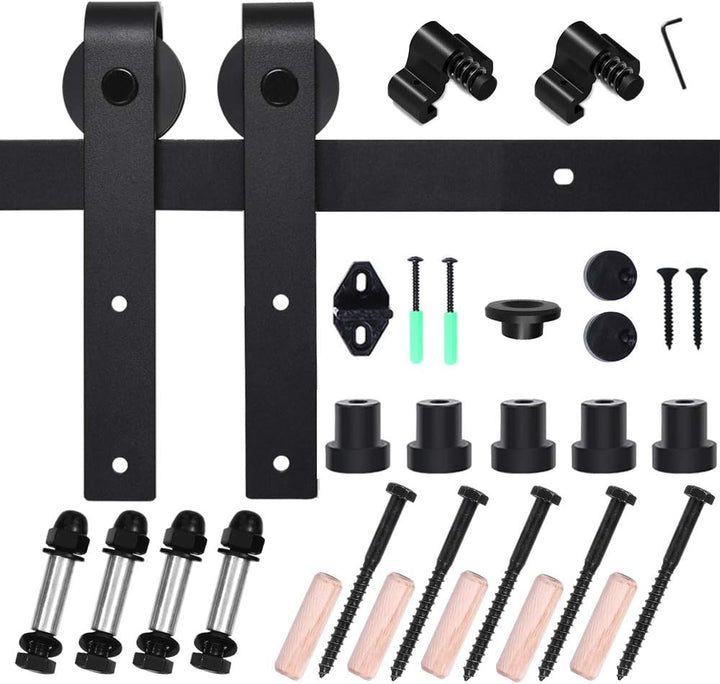 TSMST 274CM Schiebetürbeschlag Set, Schwarzes Schienenset passend für eine einzelne Holztür, J-Form