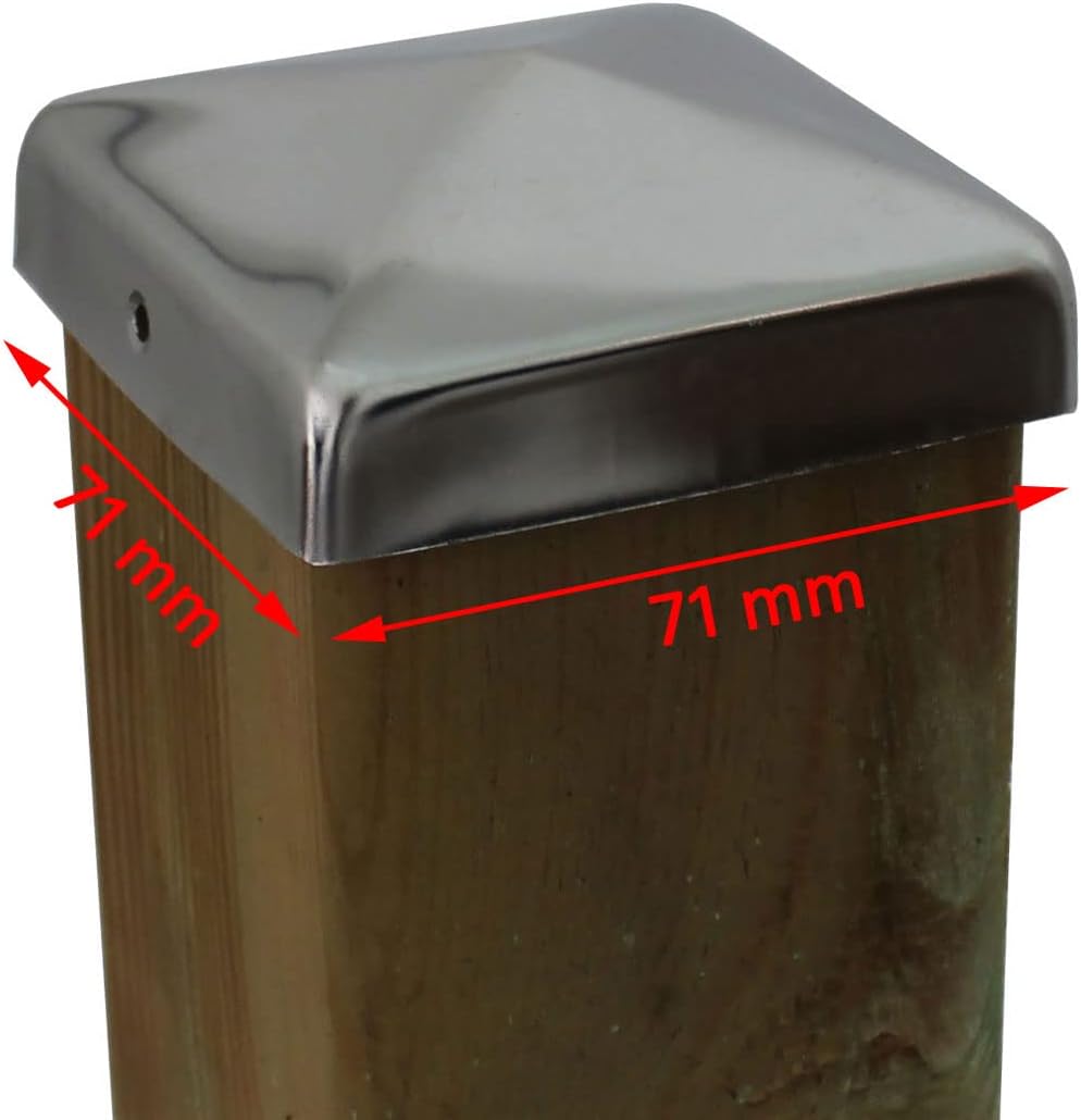 10x Edelstahl Pfostenkappe Abdeckkappe für Pfosten Pyramide 71 mm 7x7 cm