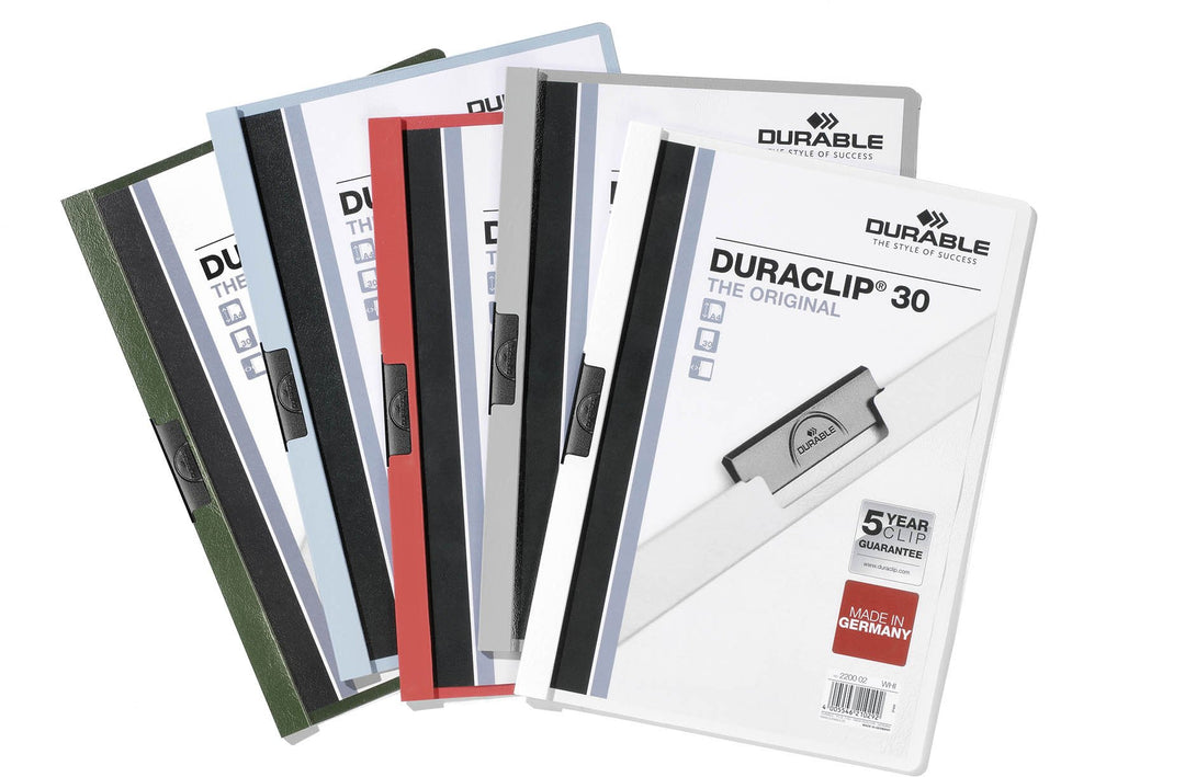 Durable Klemm-Mappe Duraclip Original 30 (für 1-30 Blatt A4), 25 Stück, farbig sortiert, 220000 sort