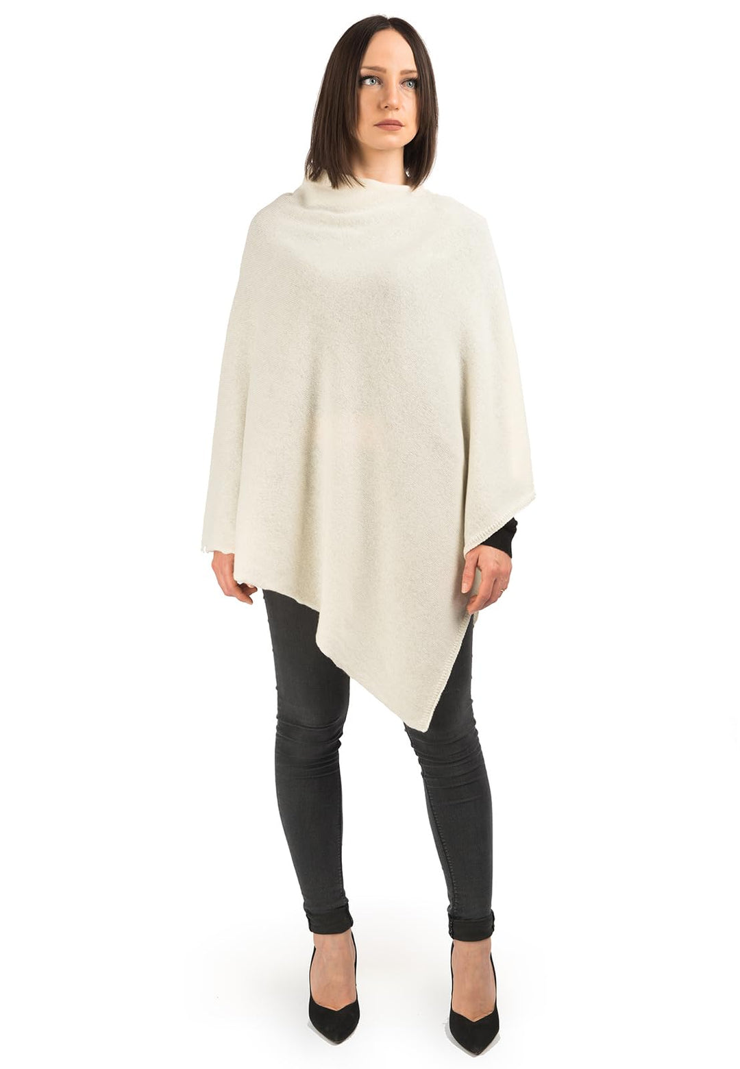Dalle Piane Cashmere - Poncho aus 100% Kaschmir - Made in Italy - für Frau Einheitsgrösse Creme, Ein