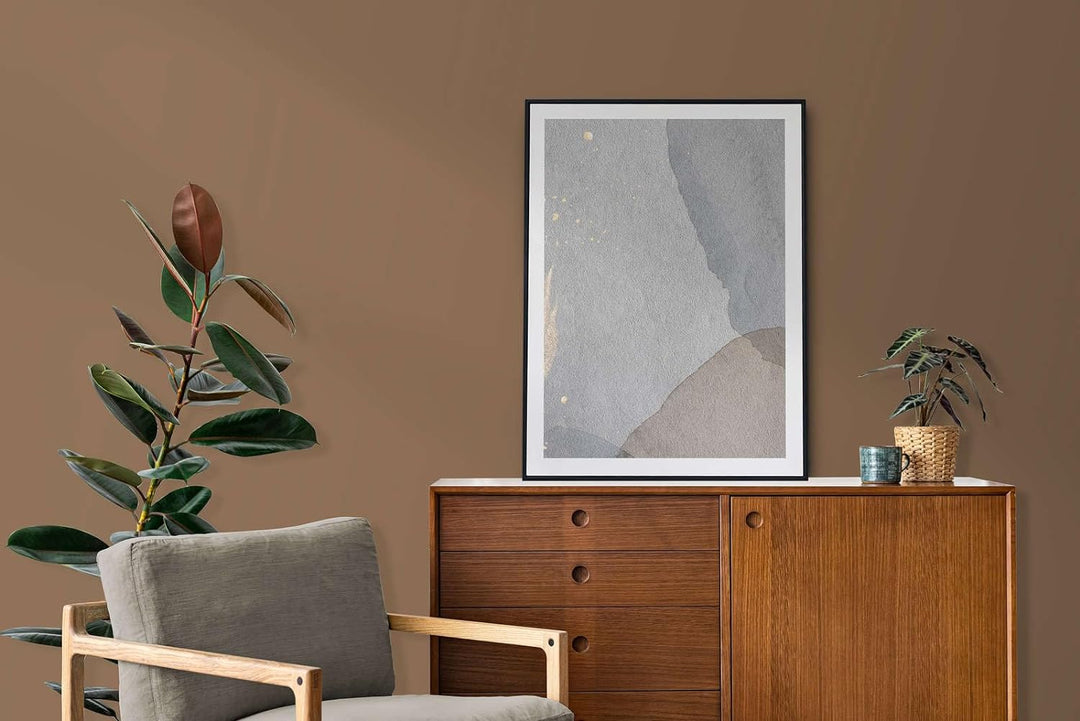 New Walls Premium Wandfarbe Braun, Nussbraun Liquid Luxury Dispersionsfarbe für Innenräume – 1 L 100