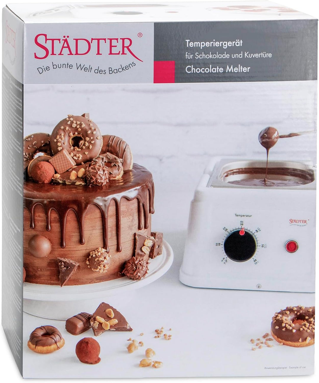 Städter Temperiergerät für Kuvertüre, Schokolade, Schokoladenschmelzgerät, Schmelztopf, inkl. Deckel