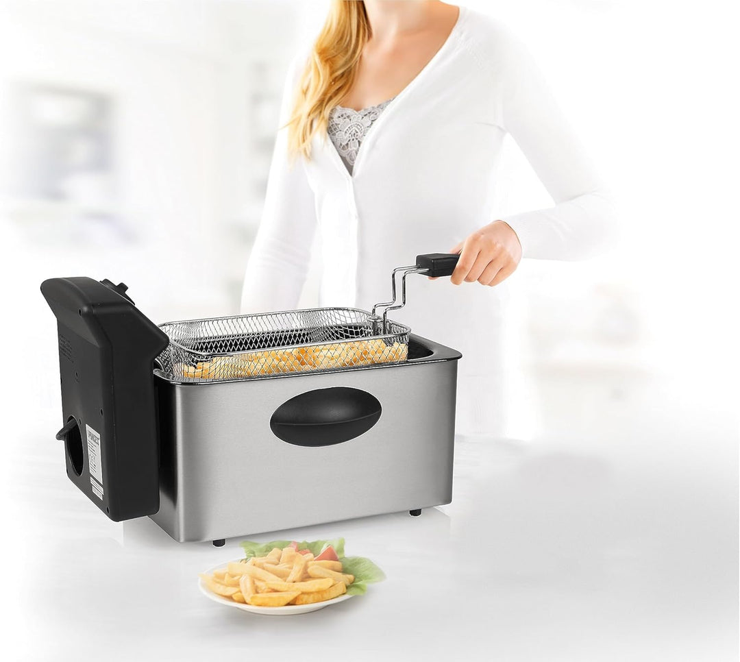 Princess Fritteuse – 2000 Watt, 4 Liter Fassungsvermögen, 800 g Füllmenge, 4 Personen, Thermostat, K