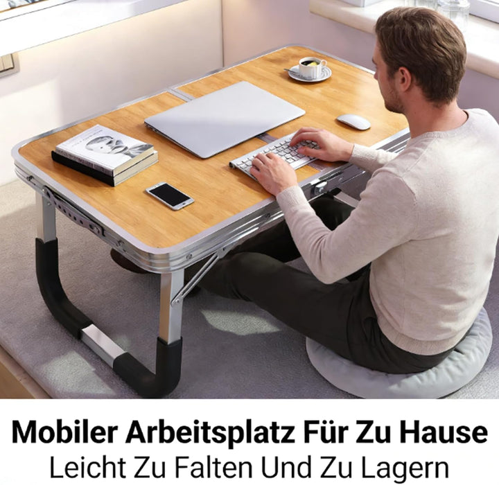 Foldable Laptop Tisch, Tragbares Tisch FüR Bett, Multifunktionaler Holzartig Schreibtischtisch FüR B