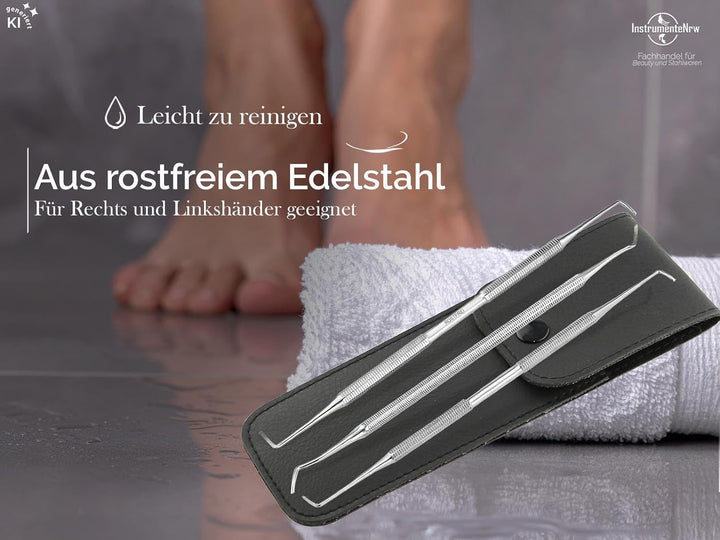 Fusspflegeinstrumente Set Eckenheber Edelstahl Nagelheber für Fusspflege und Nagelpflege 3-Teilig Kl