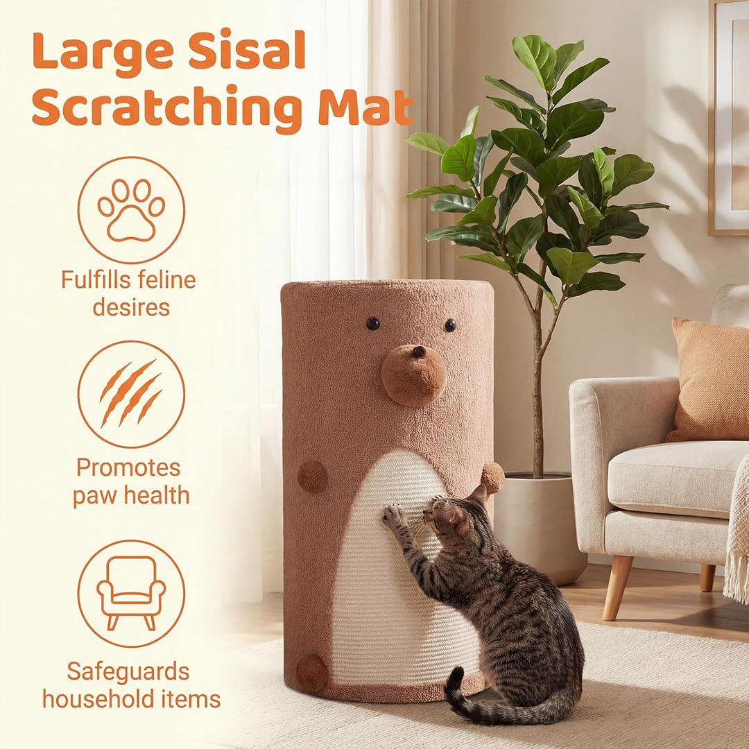 SOARS Kratztonne für Katzen, 66 cm Katzentonne mit 2 Höhlen, Sisal-Kratzmatte, Plüsch Katzenhöhle, K