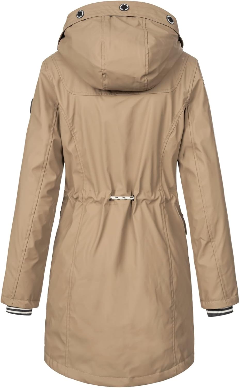NEW VIEW Damen Regenjacke wasserabweisender Parka Annika Long mit Kapuze XXL beige (peanut beige - T