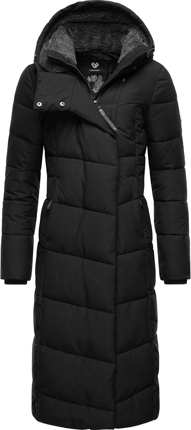 Ragwear Damen atmungsaktiver Wintermantel Warmer wasserdichter Steppmantel lang mit Kapuze Pavla Lon