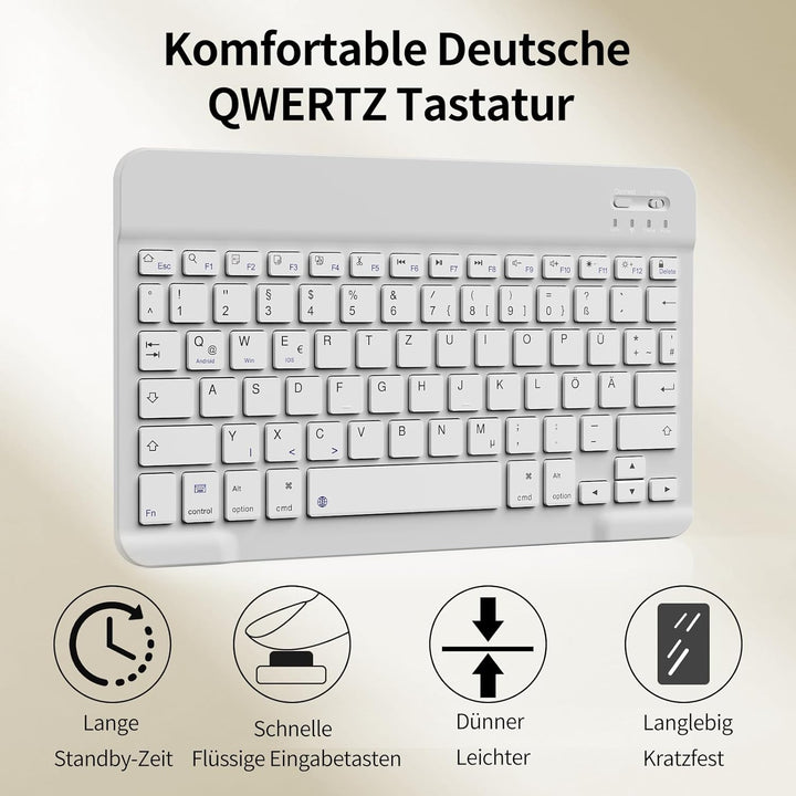 Hülle mit Tastatur für iPad 11. Generation 2025 A16 / iPad 10. Generation 2022 10,9 Zoll, Magnetisch