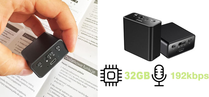 Kompaktes Diktiergerät Q65 | 32GB USB Audio-Aufnahmegerät | Diktaphon mit Sprachaktivierung, 192kbps