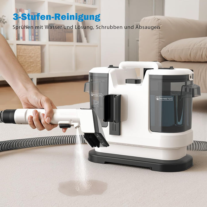 Tragbarer Polsterreiniger & Fleckenreiniger – 3-in-1 Spot Cleaner mit Sprüh-, Bürsten- und Saugfunkt