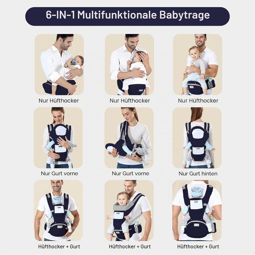 IULONEE Neugeborene Babytrage Baby Carrier Ergonomisch Babytrage mit Hüftsitz Multifunktional Kinder