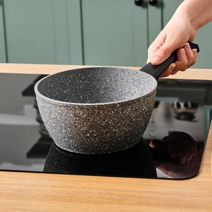 Karaca Gris Biogranit Induktions Milchtopf-Set, 2-teilig - Praktisches Set mit Milchkännchen in zwei