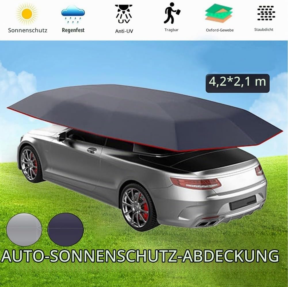 Universal Auto Sonnen Schutz Regen Schirm Abdeckung Zelt Tuch Uv Schutz Wasserdicht 4,2 X 2,1 M Silb