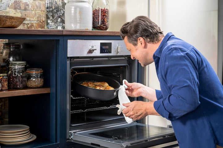 Tefal H9129943 Flache Pfanne, 30 cm, Jamie Oliver, harteloxiert, Aluminium, 5,4 Liter, Schwarz, 30 c