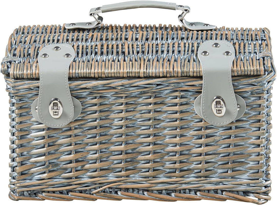 casa.pro Picknickkorb Folldal Komplettset für 2 Personen mit Kühltasche Weidenkorb Picknickset aus G