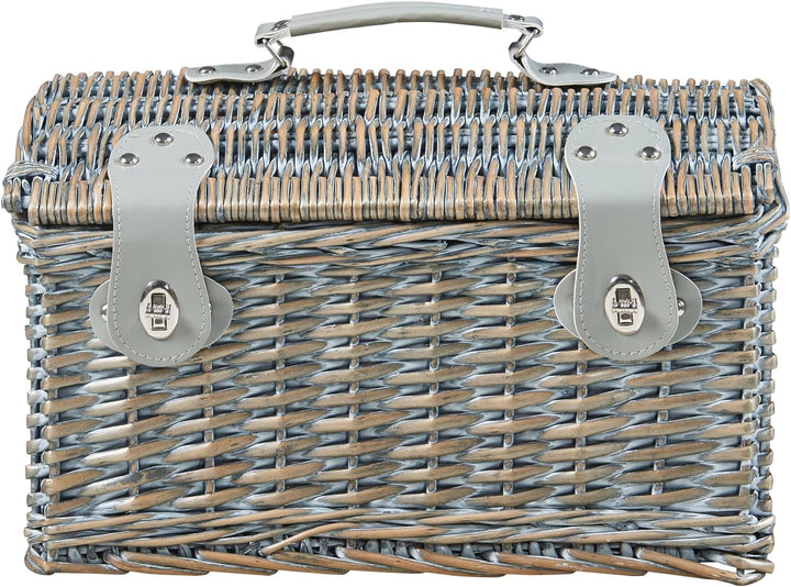 casa.pro Picknickkorb Folldal Komplettset für 2 Personen mit Kühltasche Weidenkorb Picknickset aus G