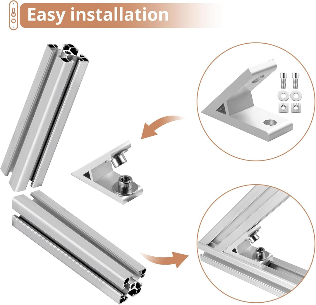 Befestigungsmaterial Eckwinkel Innenwinkel 45 Grad Winkelverbinder Kamtop 10× Alu-Eckwinkel Profil-E