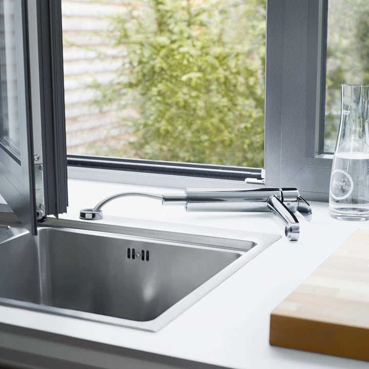 GROHE Eurostyle C Einhand-Spültischbatterie, mittelhoher Auslauf für Vor-Fenster-Montage 31159002, C
