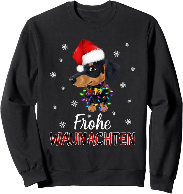 Weihnachtsoutfit Damen Herren Weihnachsmütze Hund Dackel Sweatshirt