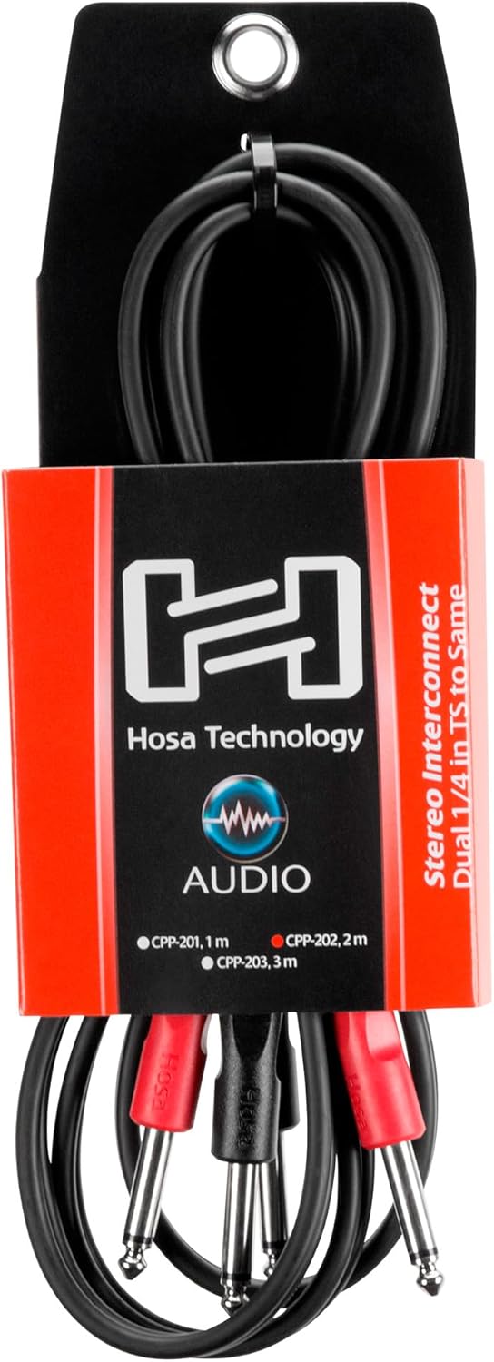 Hosa CPP-202, Stereo Interconnect, Dual 1/4 in TS to Same, 2 m 6.6', 6.6'