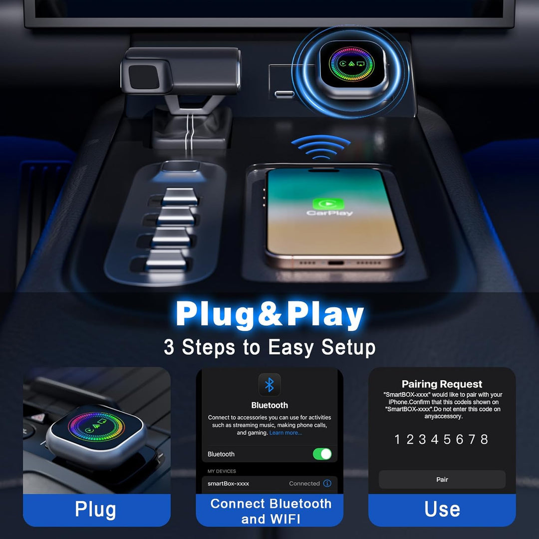 Wireless CarPlay Adapter, 3 in 1 Android Auto&Carplay Wireless Adapter mit Airplay(nur iOS18+), Upgr