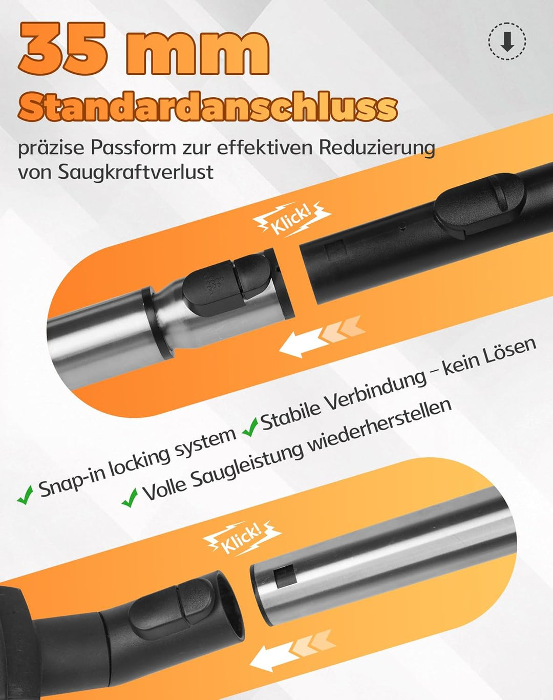 Teleskoprohr mit Einrastfunktion & Handgriff für Miele S8340 Ersatzteile kompatibel mit Miele Staubs