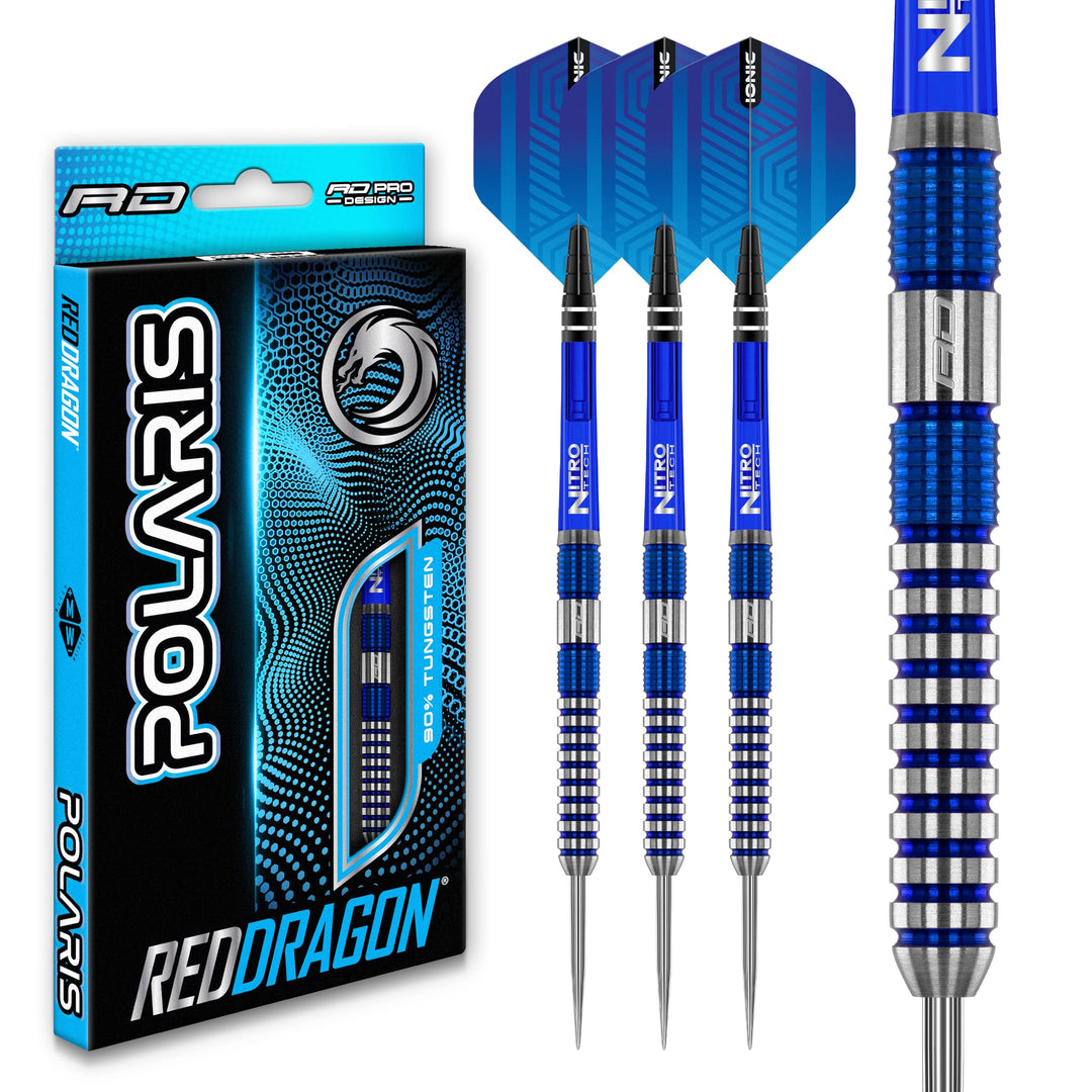 RED DRAGON Polaris Wolfram Professional Darts Set mit Flights and Nitrotech Shafts (Stems) 26.0 Gram